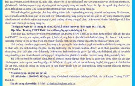 Thư cảm ơn và thông báo chính thức